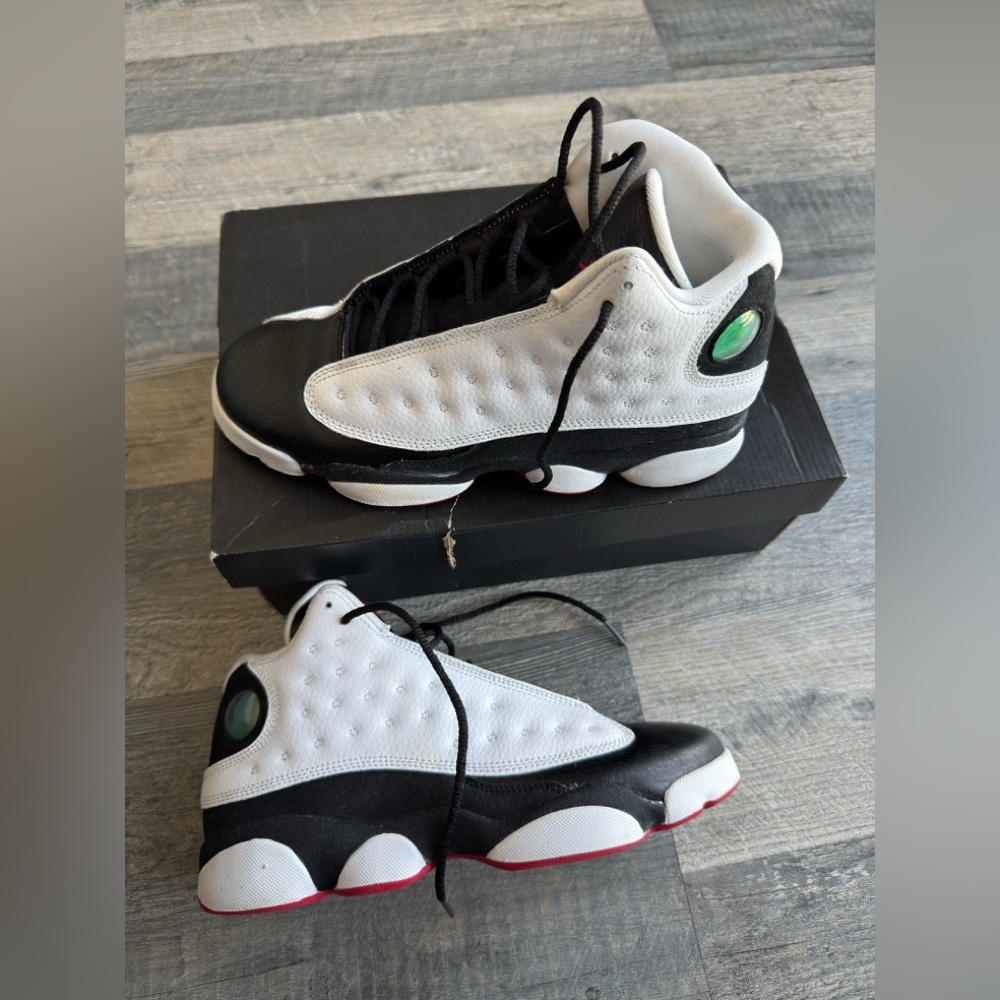 Air Jordan 14 Retro BG Black and White Sneakers size 7Y